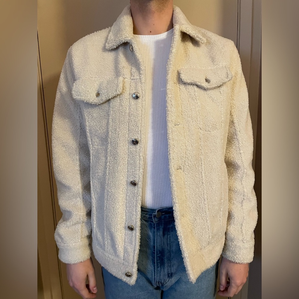 Zara Men's Cream Sherpa Jacket